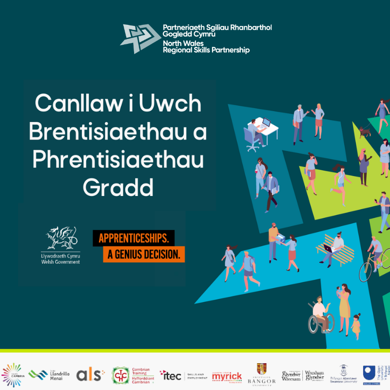 Canllaw i Uwch Brentisiaethau Uwch a Phrentisiaethau Gradd